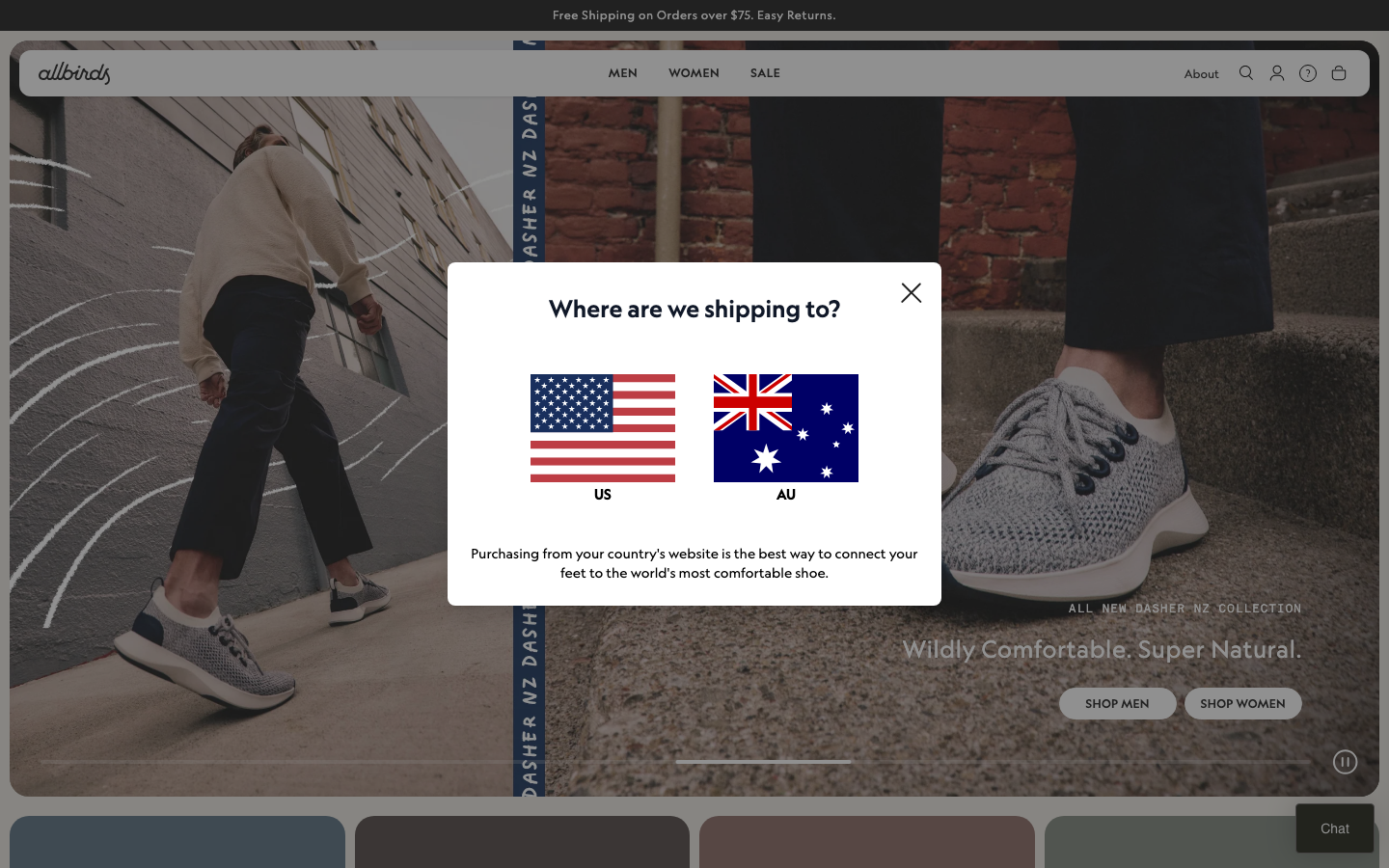 Screenshot of Allbirds