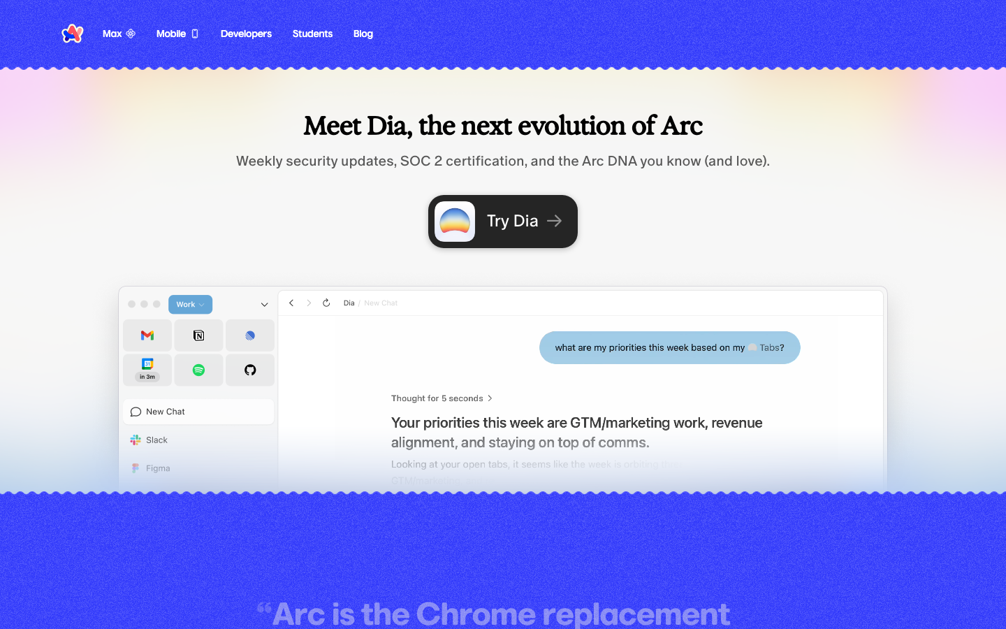 Screenshot of Arc