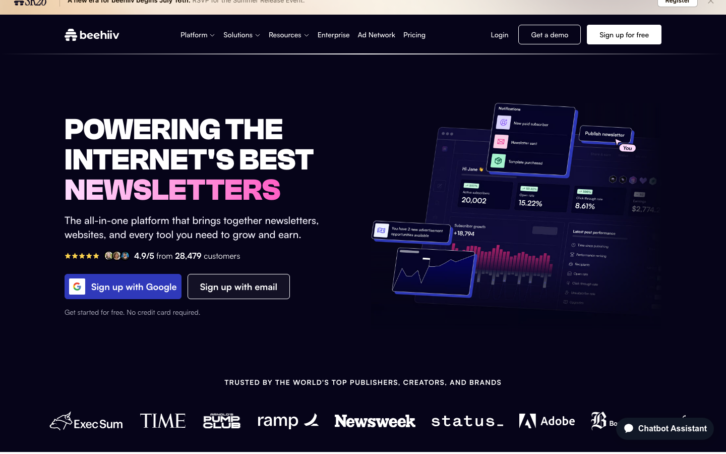 Screenshot of Beehiiv