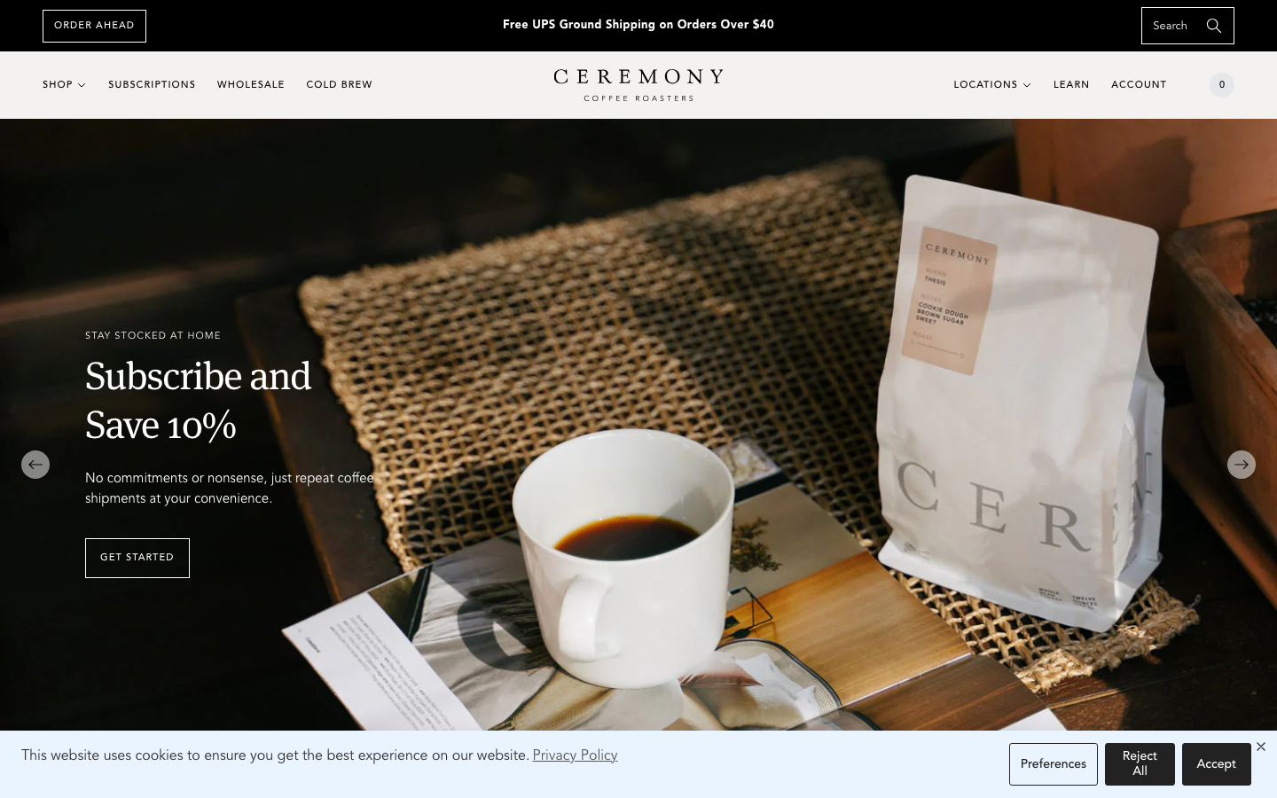 Screenshot of Ceremony Coffee