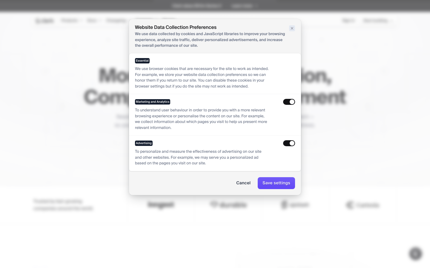Screenshot of Clerk