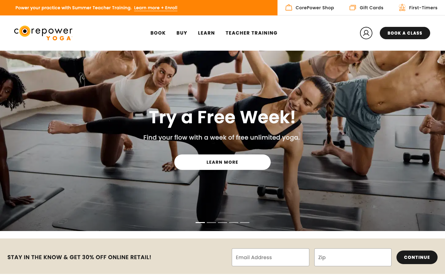 Screenshot of Corepower Yoga