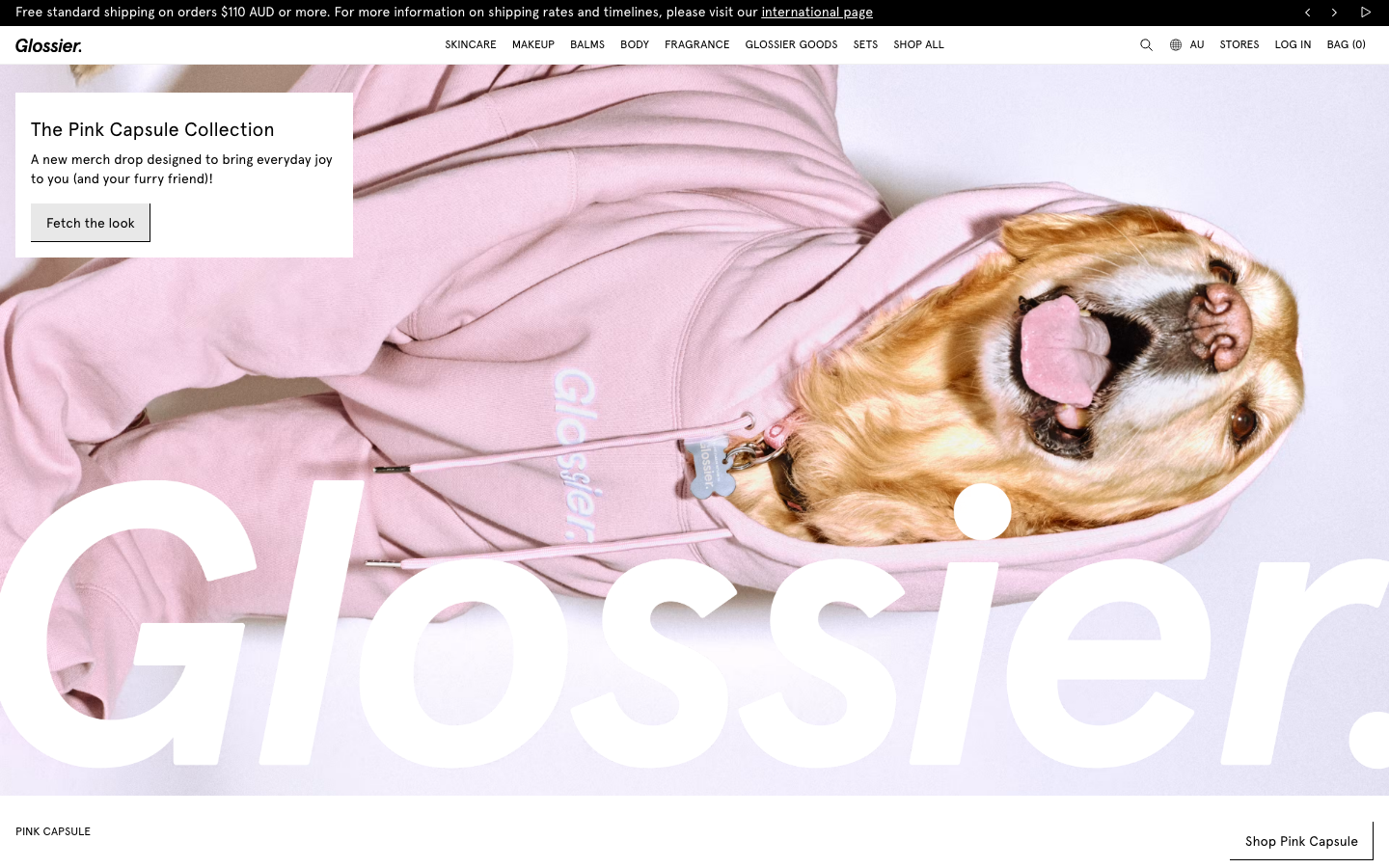 Screenshot of Glossier