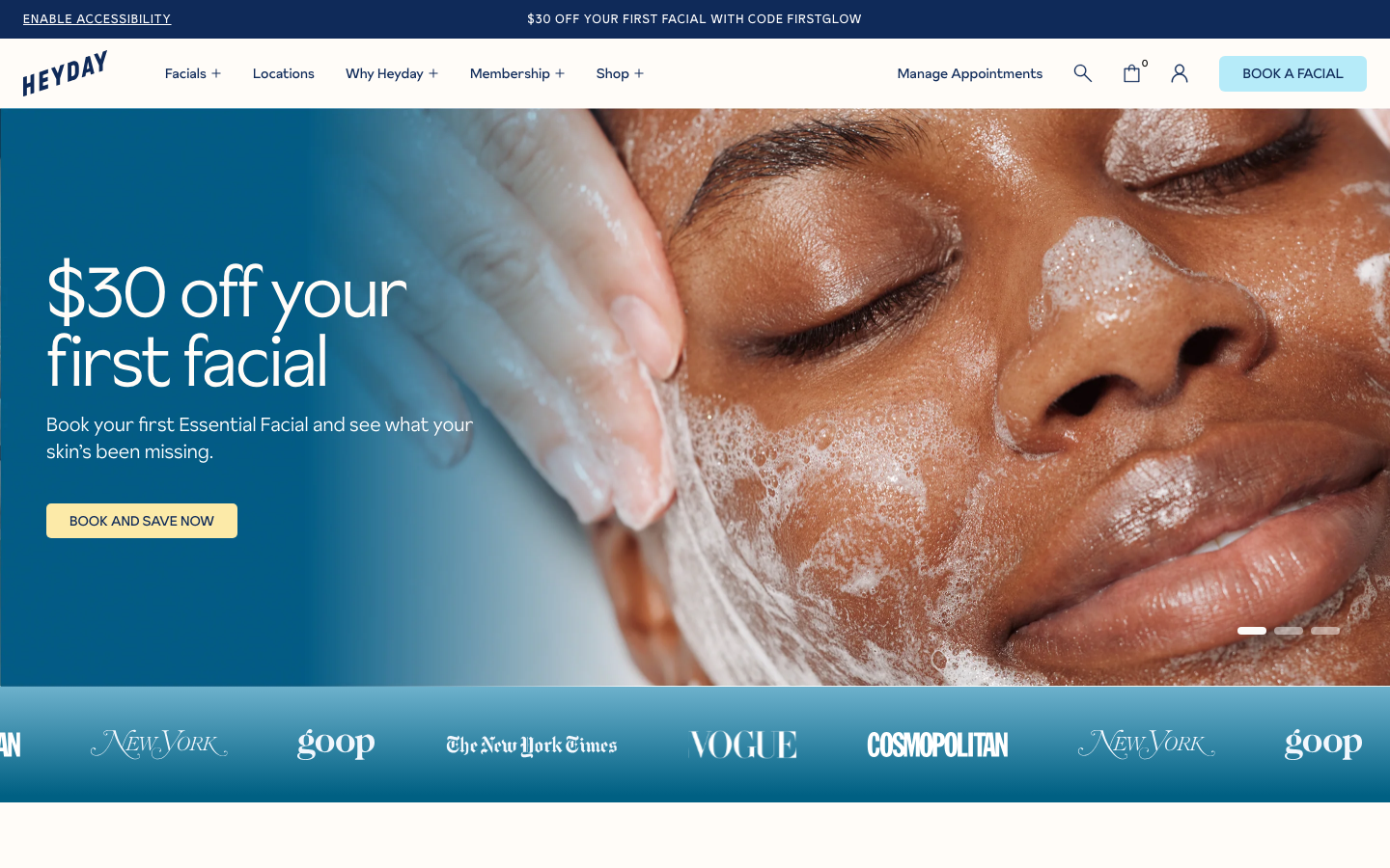 Screenshot of Heyday Skincare