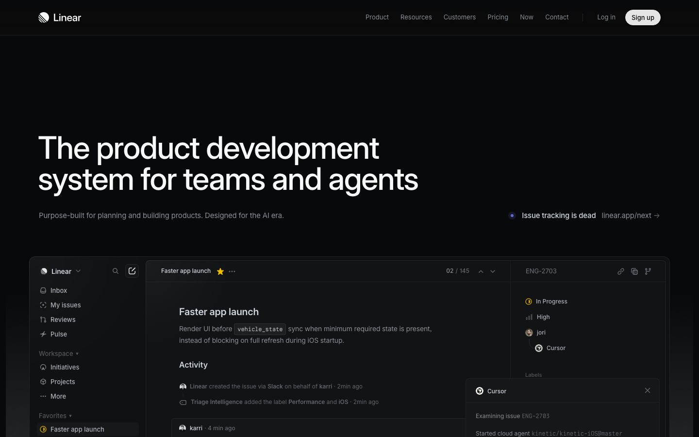 Screenshot of Linear