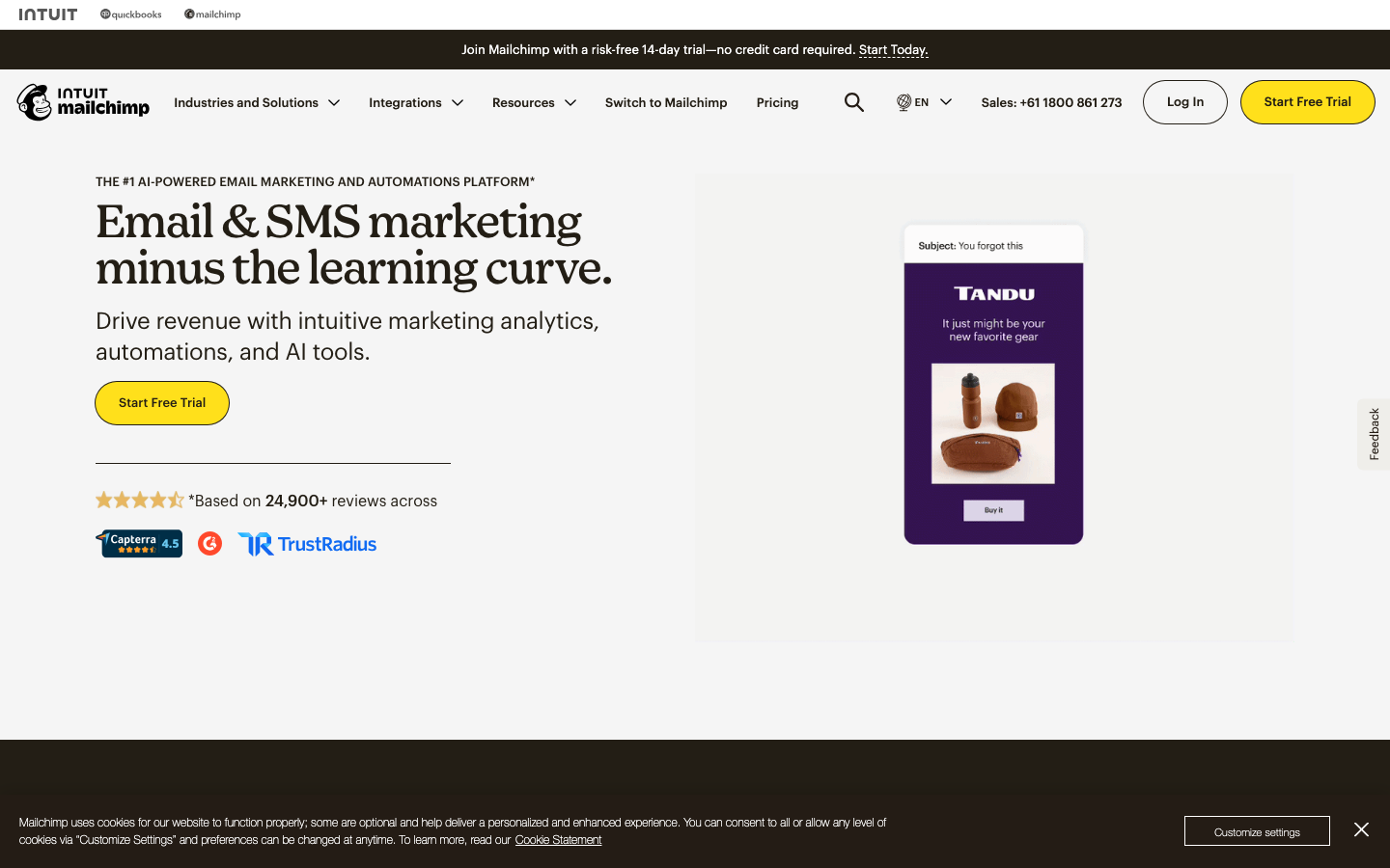 Screenshot of Mailchimp