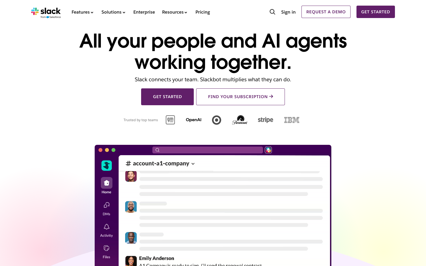 Screenshot of Slack