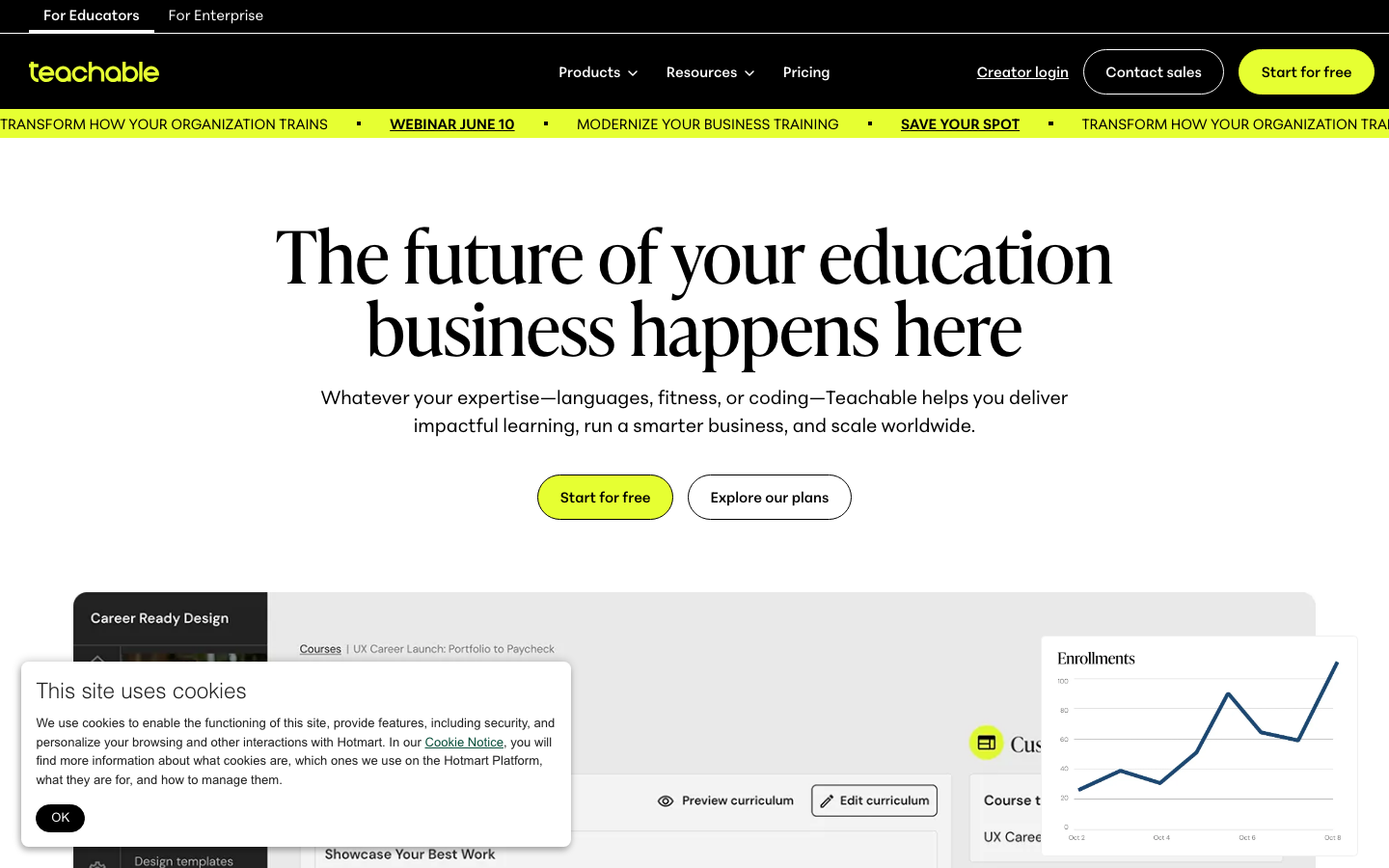 Screenshot of Teachable
