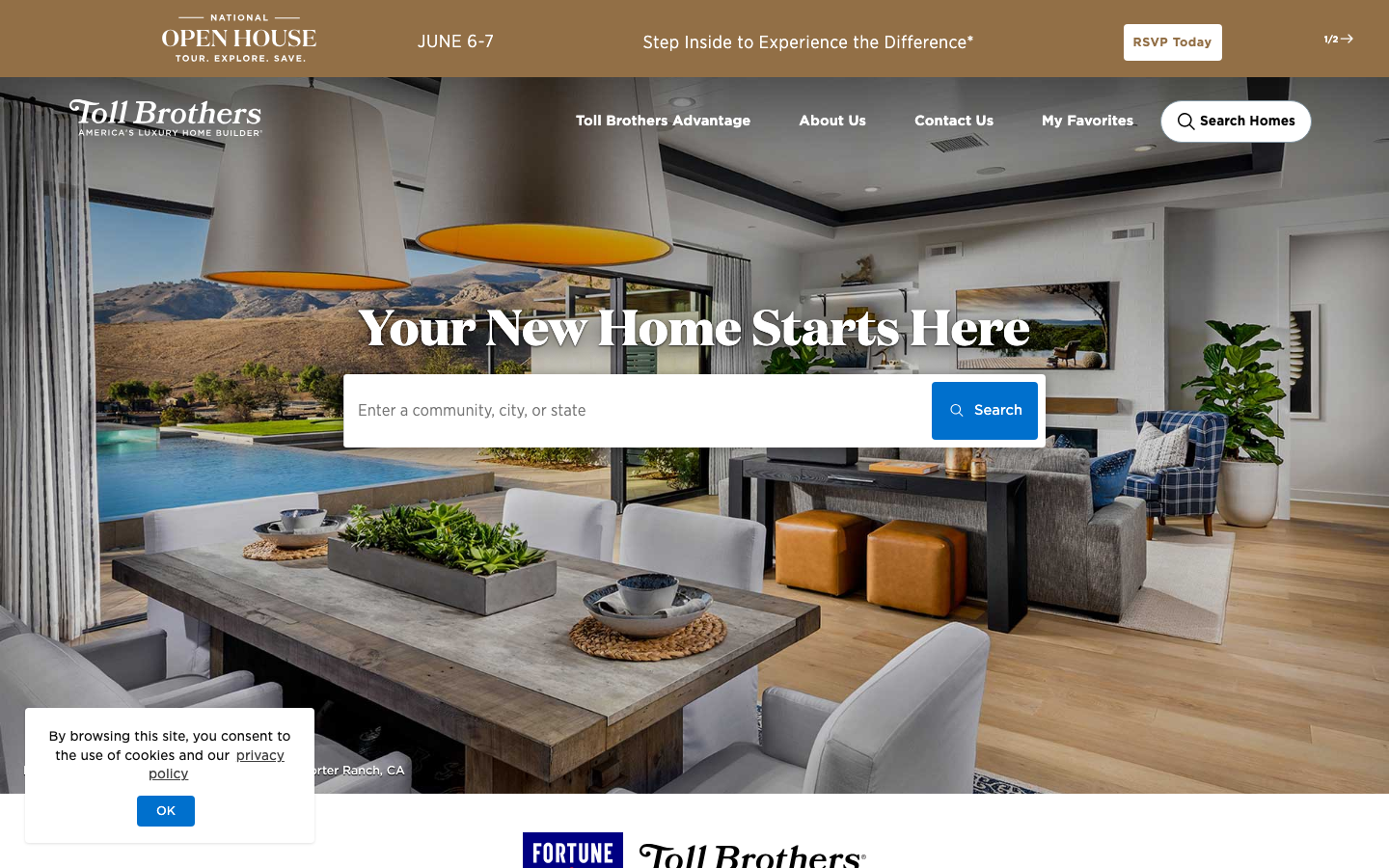 Screenshot of Toll Brothers