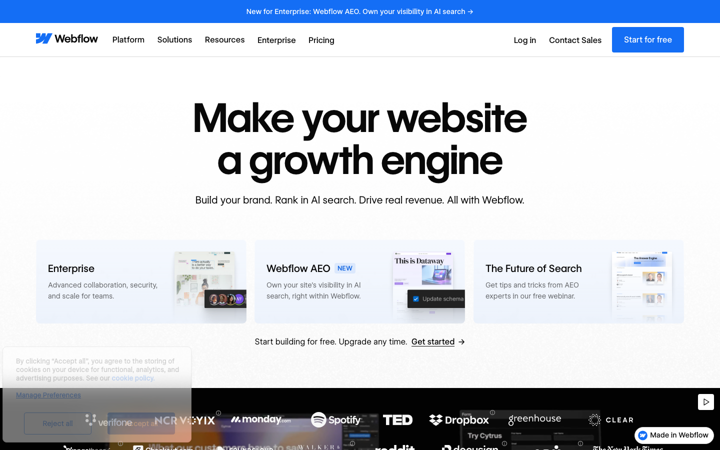 Screenshot of Webflow