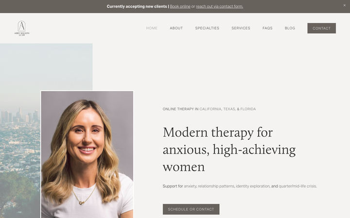 Screenshot of Abby Wilson Therapy