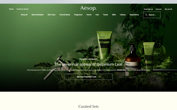 Screenshot of aesop