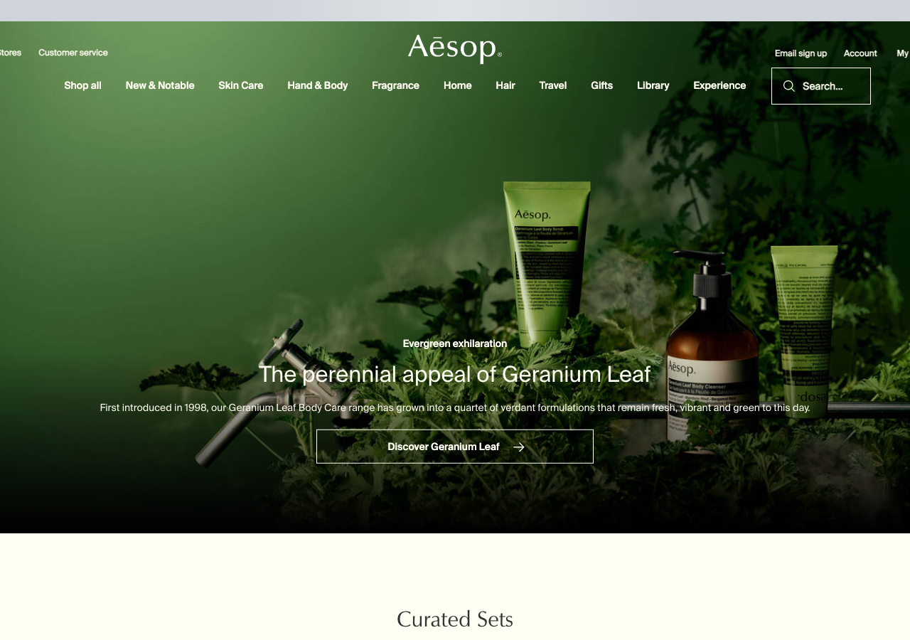 Screenshot of aesop
