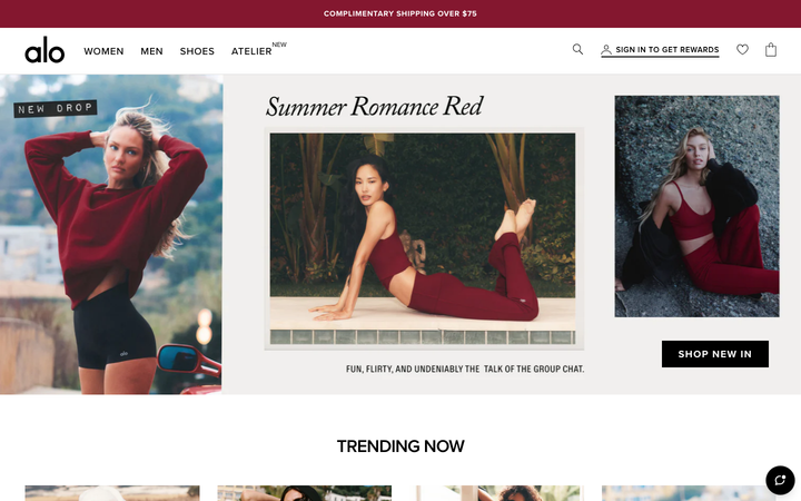 Screenshot of Alo Yoga
