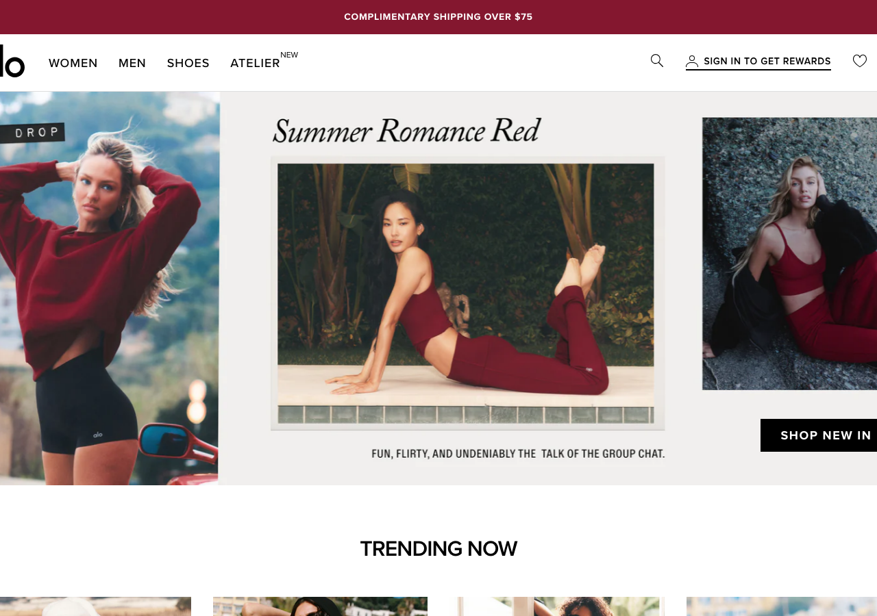 Screenshot of Alo Yoga