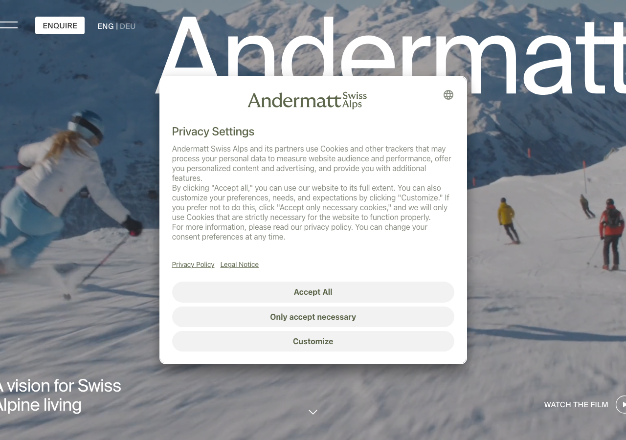 Screenshot of Andermatt Swiss Alps Real Estate