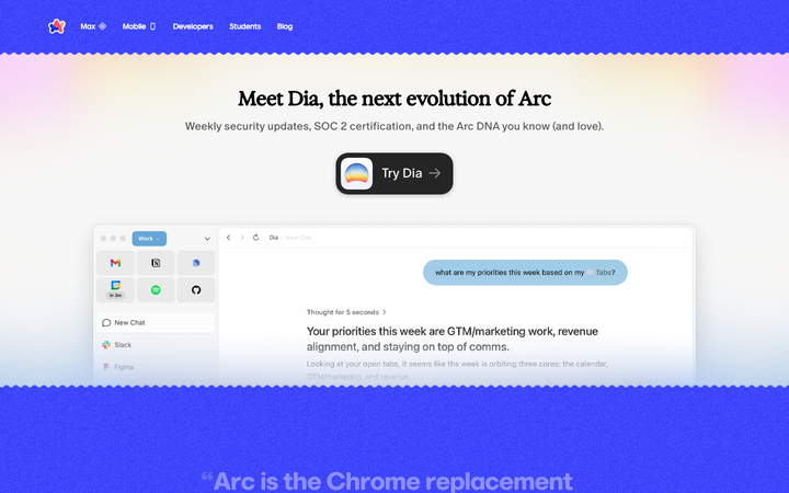 Screenshot of Arc