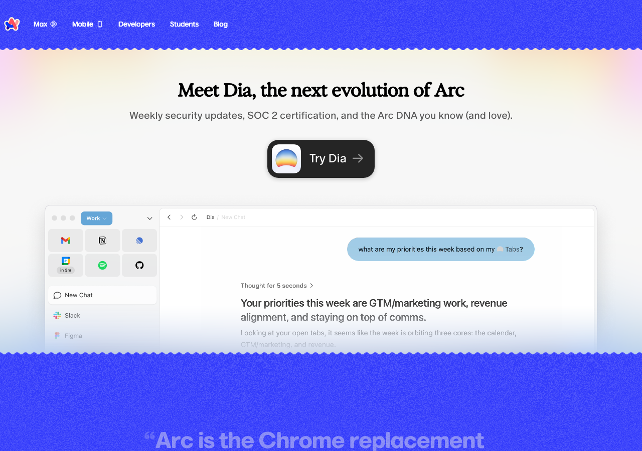 Screenshot of Arc