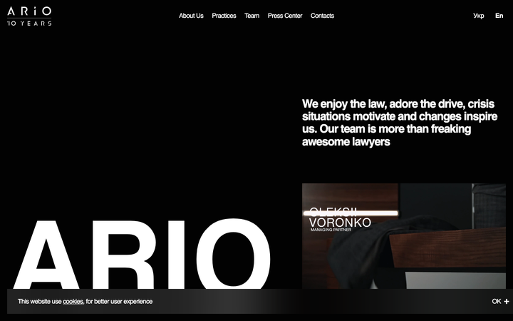 Screenshot of Ario Law Firm