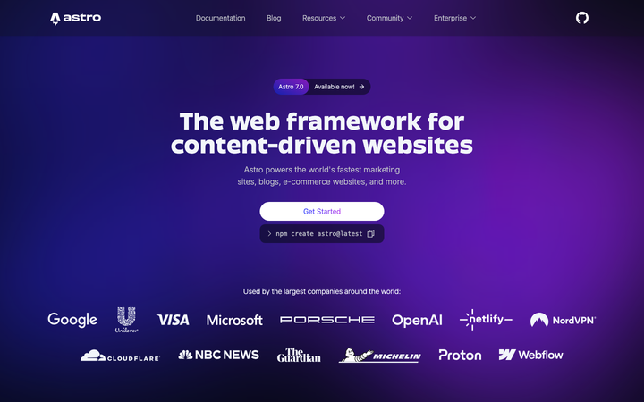 Screenshot of Astro
