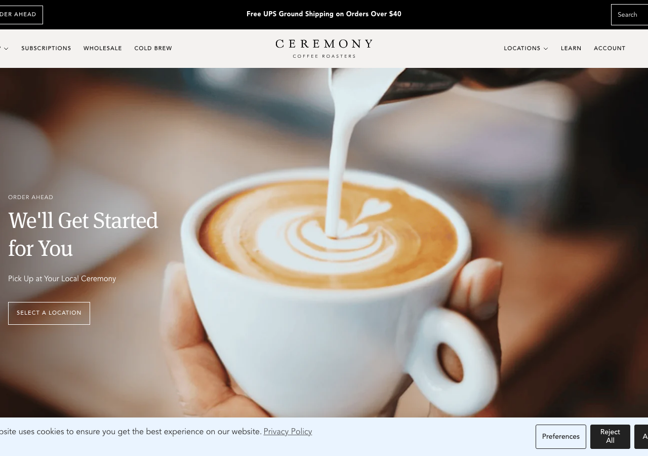 Screenshot of Ceremony Coffee