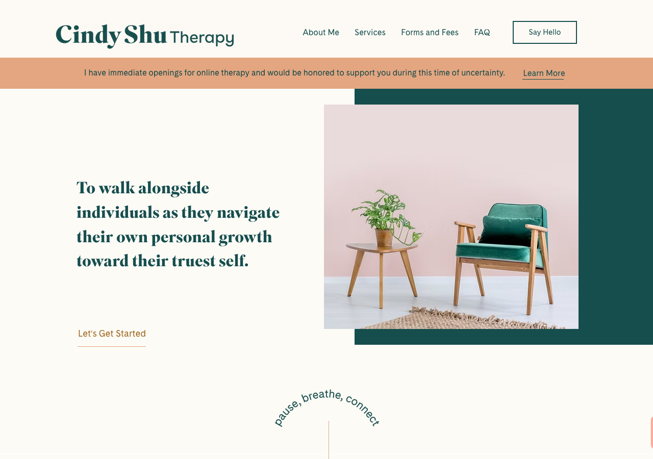 Screenshot of Cindy Shu Therapy