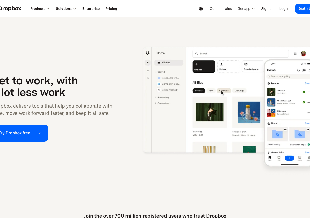 Screenshot of Dropbox
