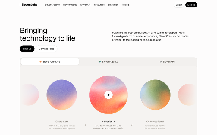Screenshot of Elevenlabs
