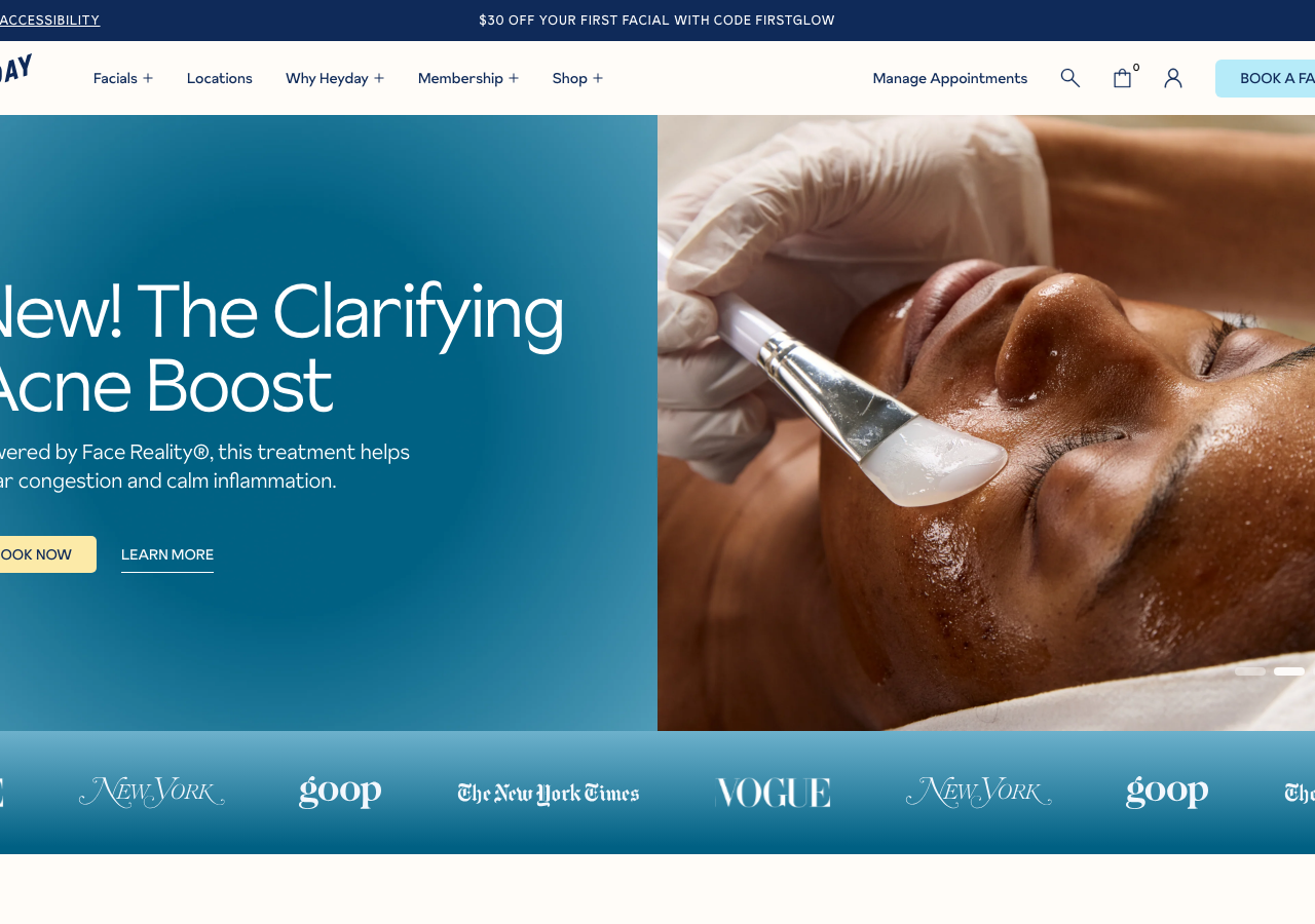 Screenshot of Heyday Skincare 2