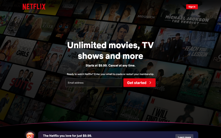 Screenshot of Netflix