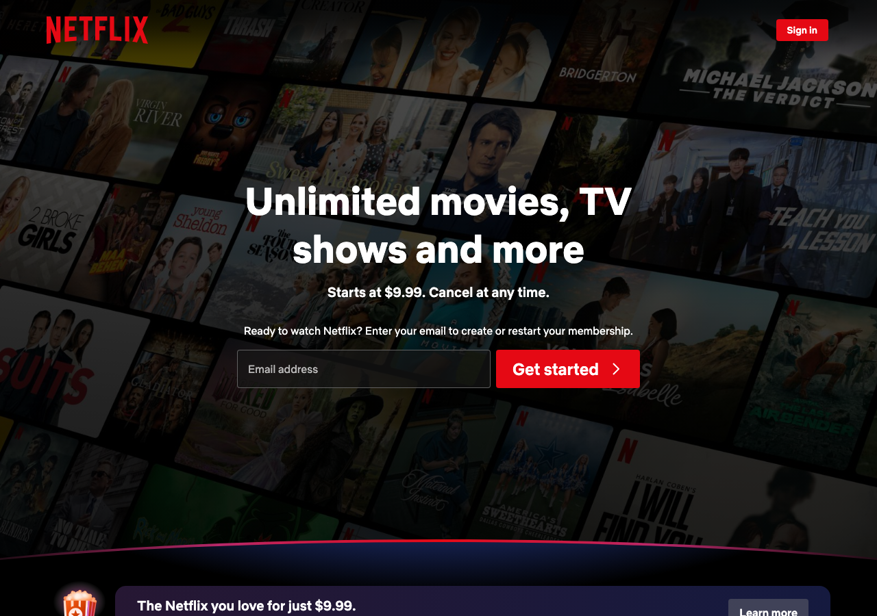 Screenshot of Netflix