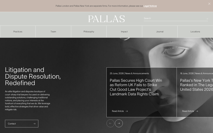 Screenshot of Pallas Partners