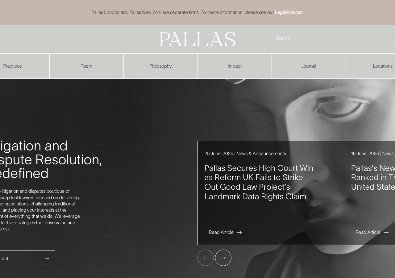 Screenshot of Pallas Partners
