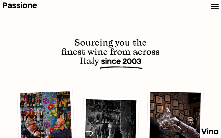 Screenshot of Passione Vino
