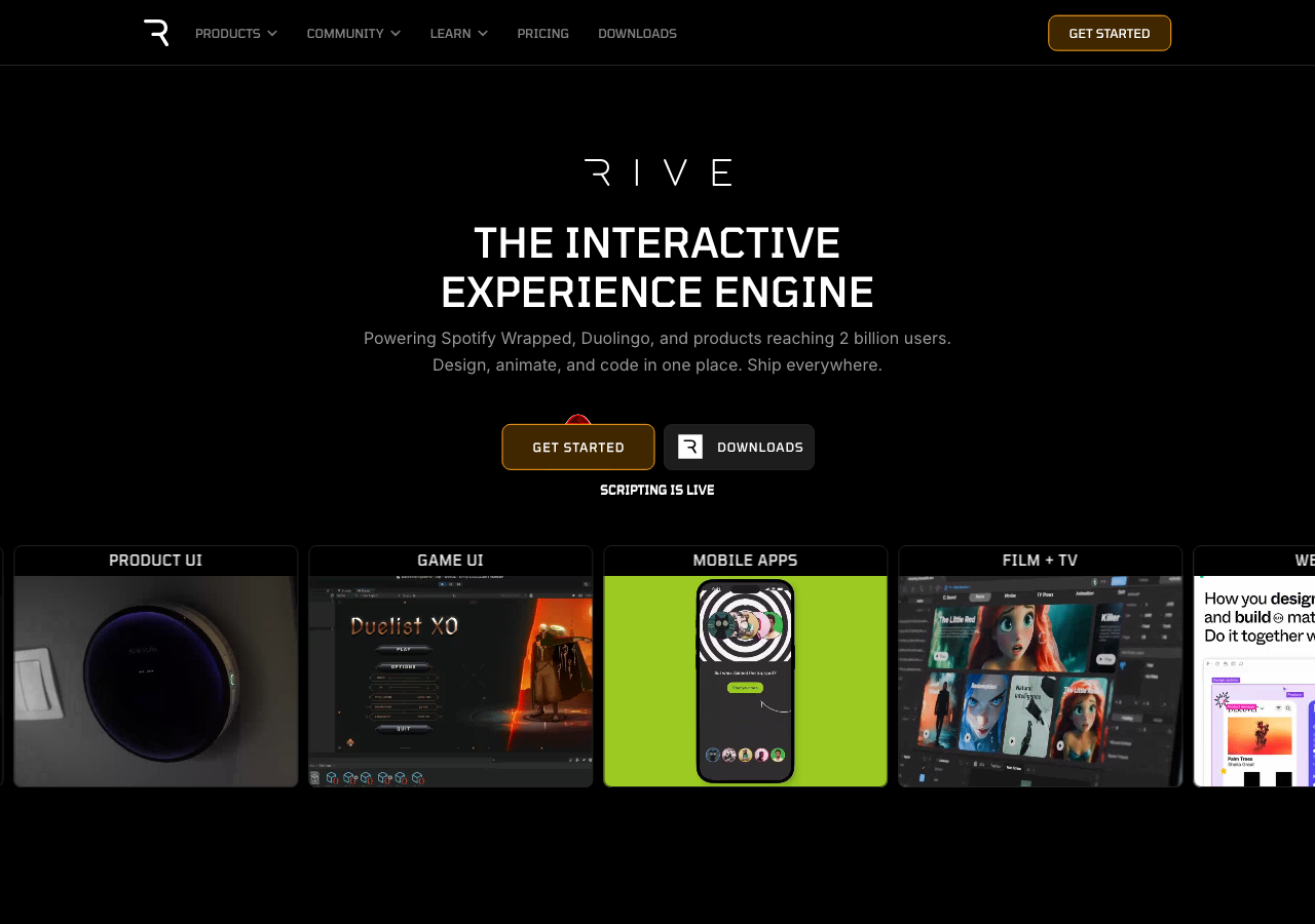 Screenshot of Rive