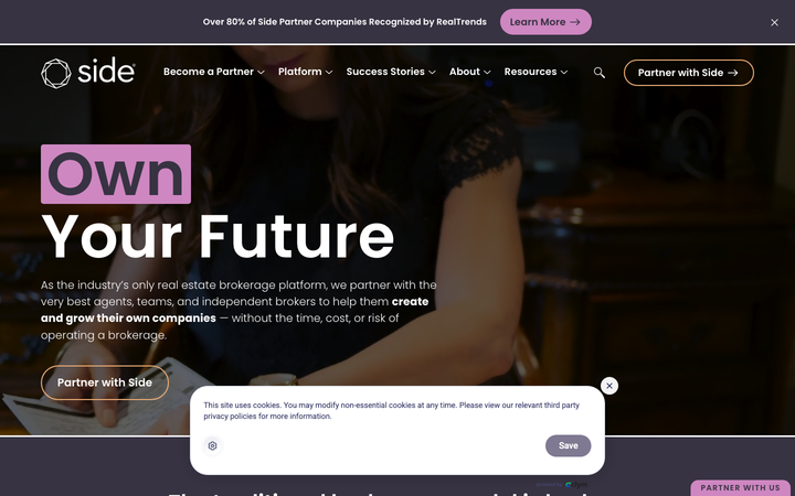 Screenshot of Side Brokerage