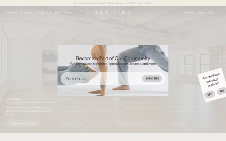 Screenshot of Sky Ting Yoga