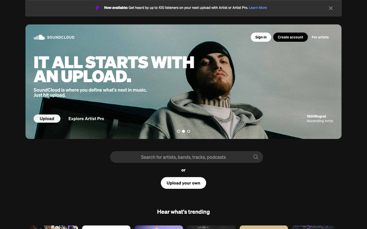 Screenshot of Soundcloud