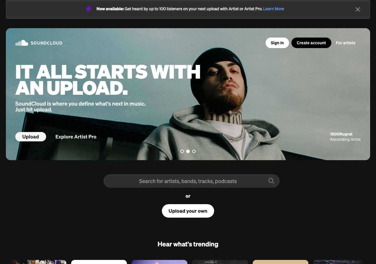 Screenshot of Soundcloud
