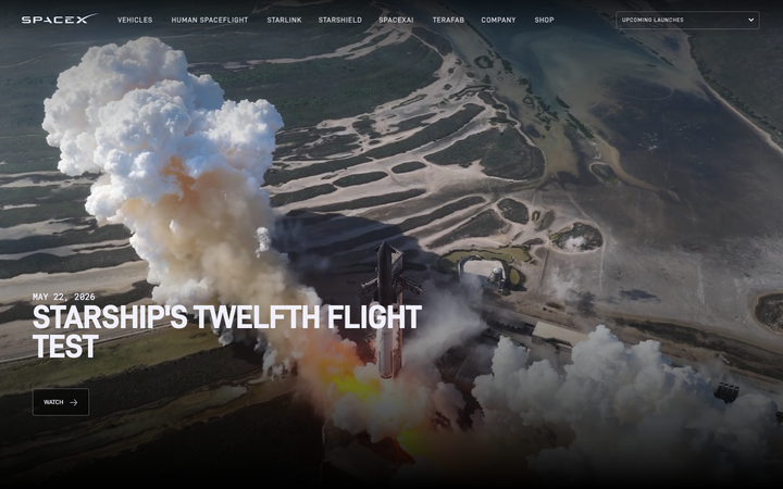 Screenshot of Spacex