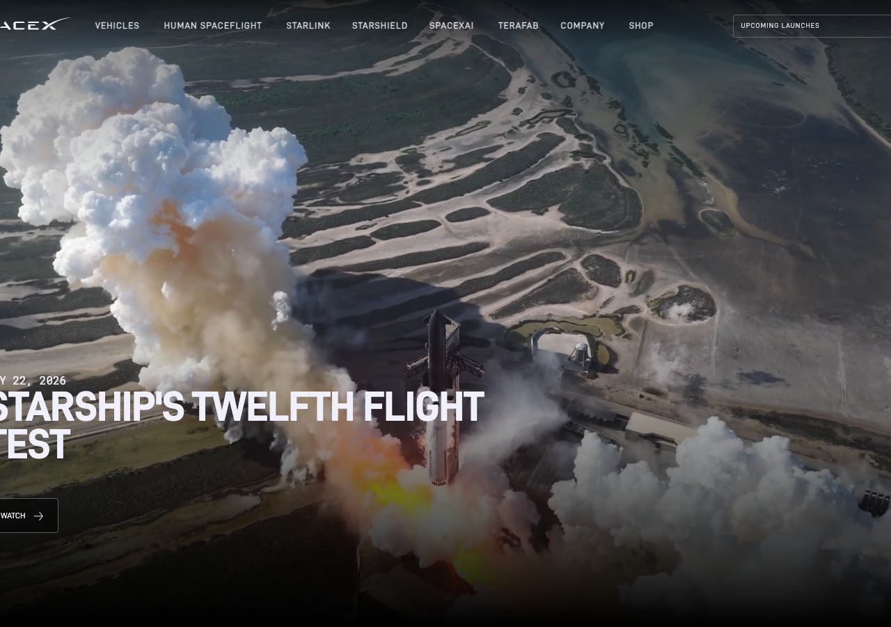 Screenshot of Spacex