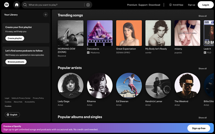 Screenshot of Spotify