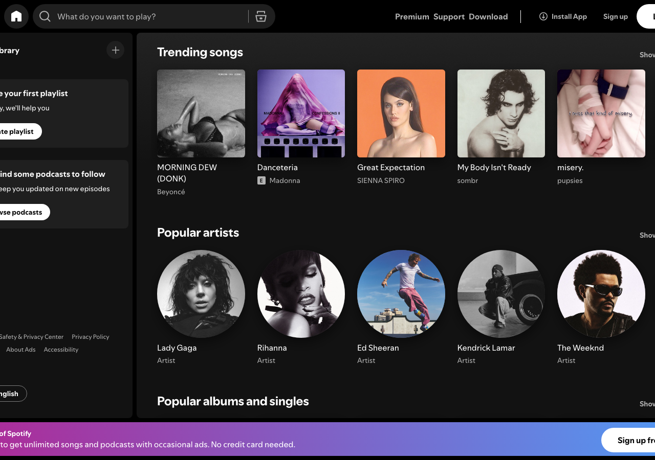 Screenshot of Spotify