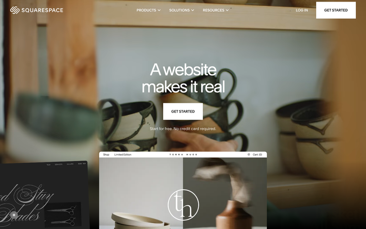 Screenshot of Squarespace