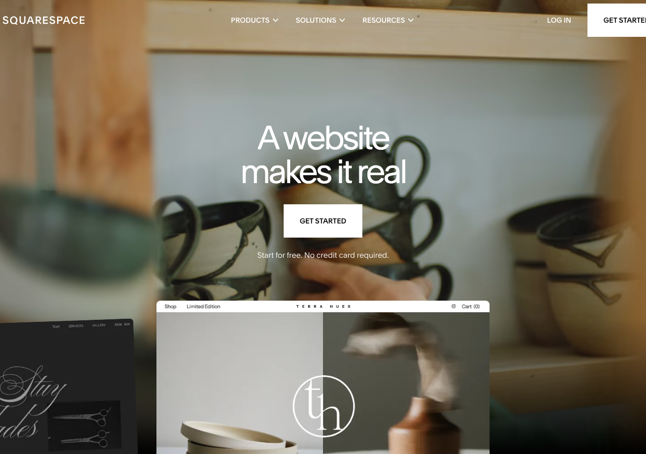 Screenshot of Squarespace