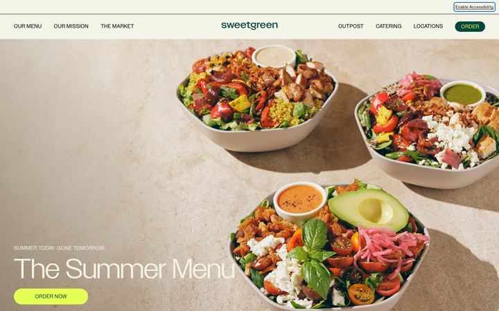Screenshot of Sweetgreen