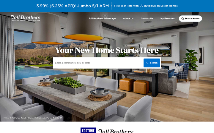 Screenshot of Toll Brothers