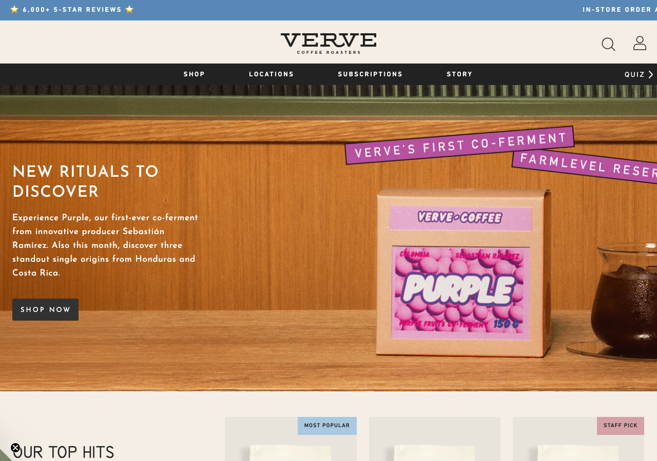 Screenshot of Verve Coffee Roasters