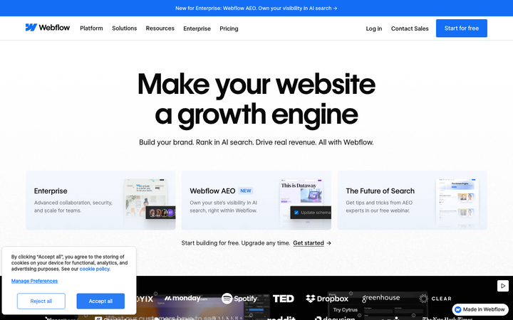Screenshot of Webflow