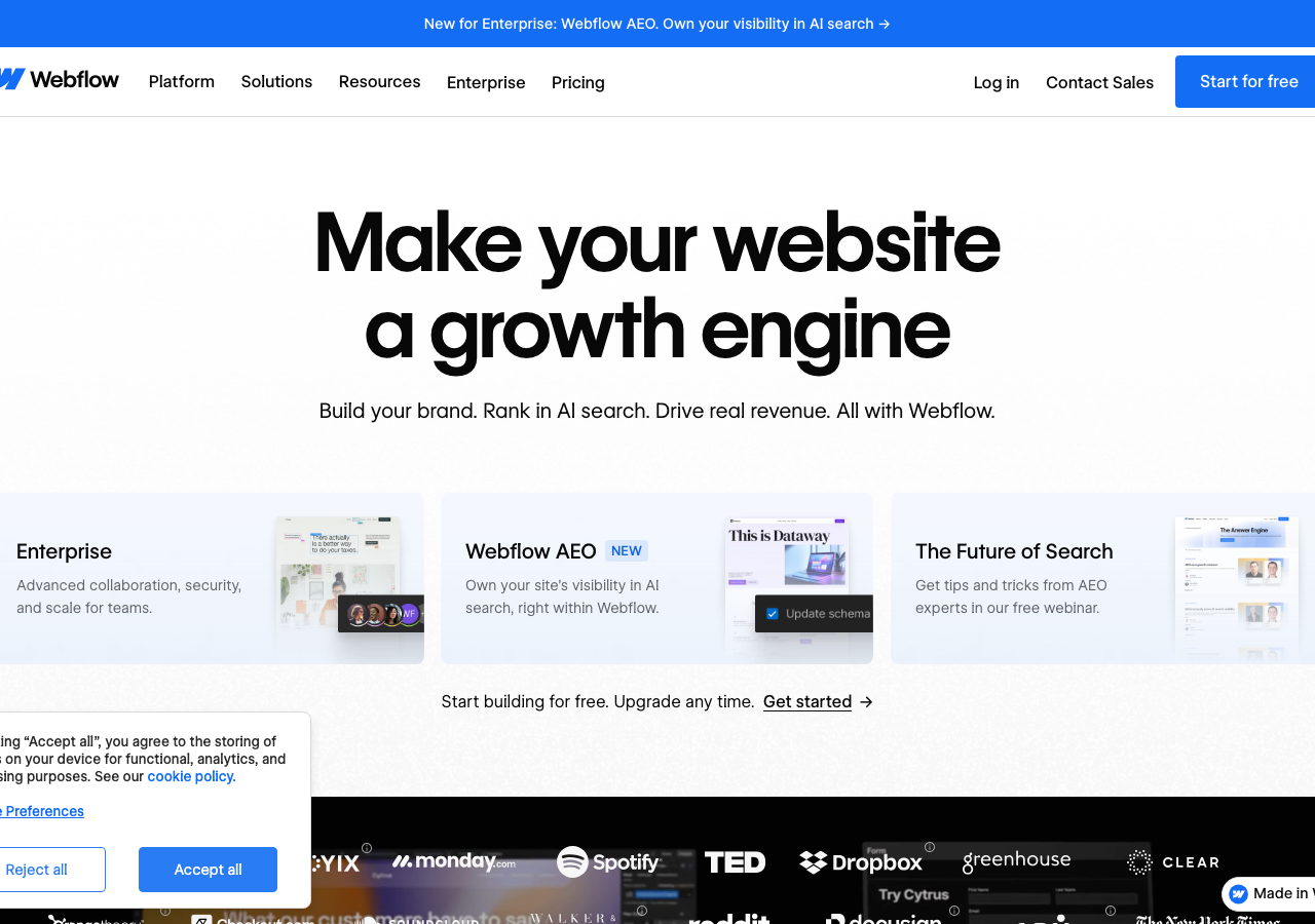 Screenshot of Webflow